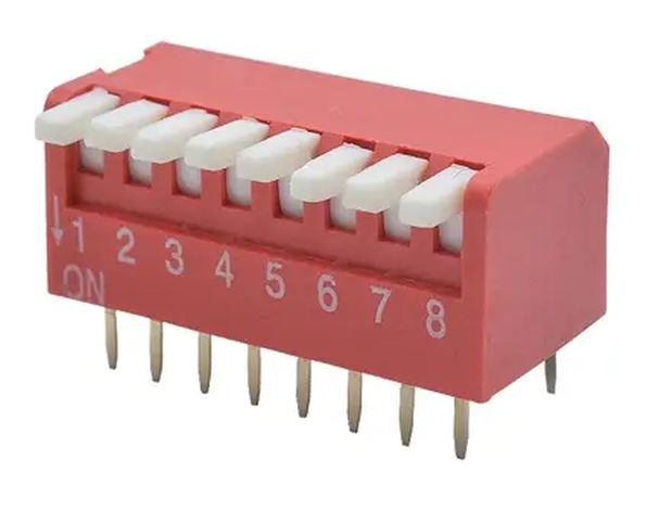 DIP-switch 8-polig piano type rood 2.54mm pitch